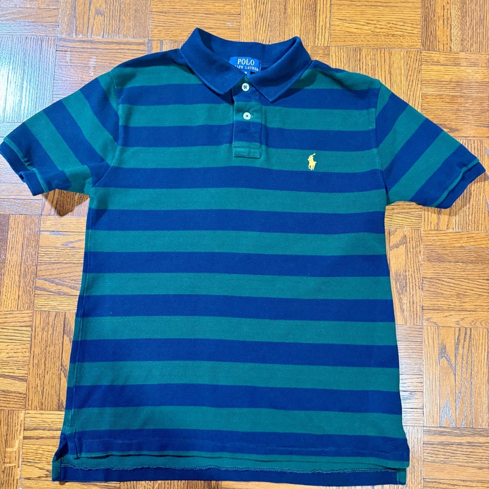 Polo by Ralph Lauren Green and Blue Striped Polo Shirt